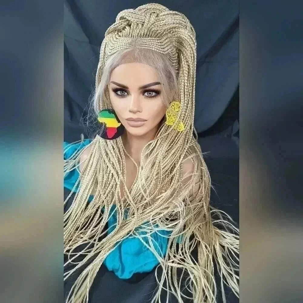 Blond Braided wigs 100% handmade, stunning , very long, feeding cornrows, NWT - Picture 4 of 15